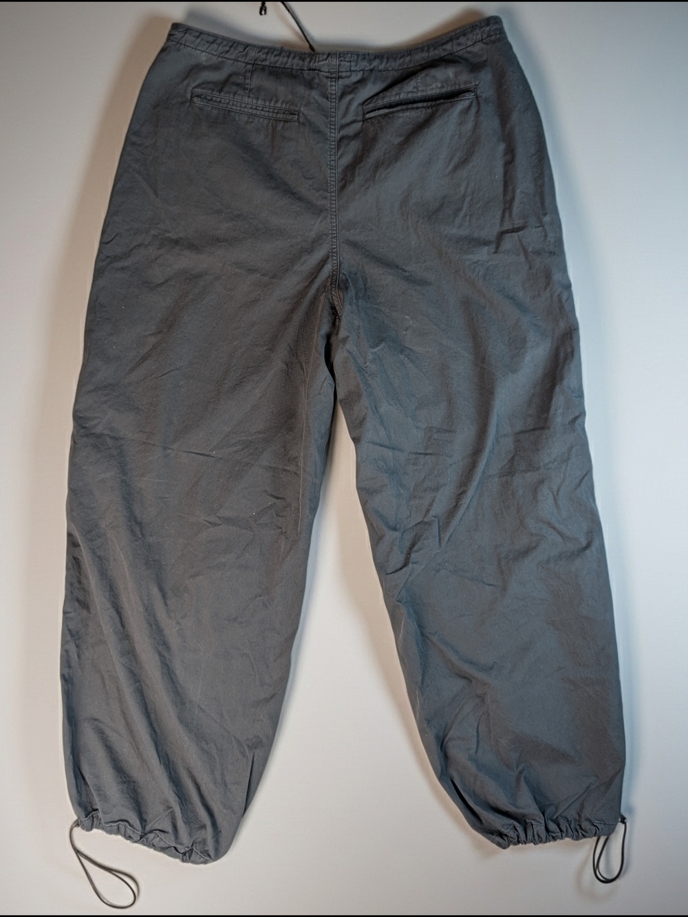 GOOD AMERICAN Black Twill Parachute Pants Women's Drawstring Hem - Picture 5 of 9
